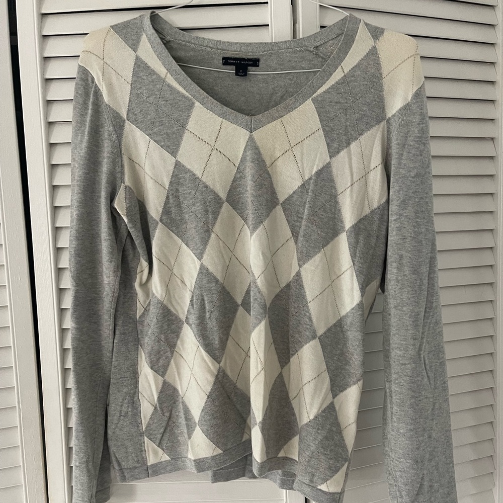 Tommy Hilfiger | Womens Gray Argyle Pull Over Sweater